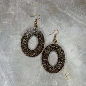 Elegant brown Glitter Oval Earrings